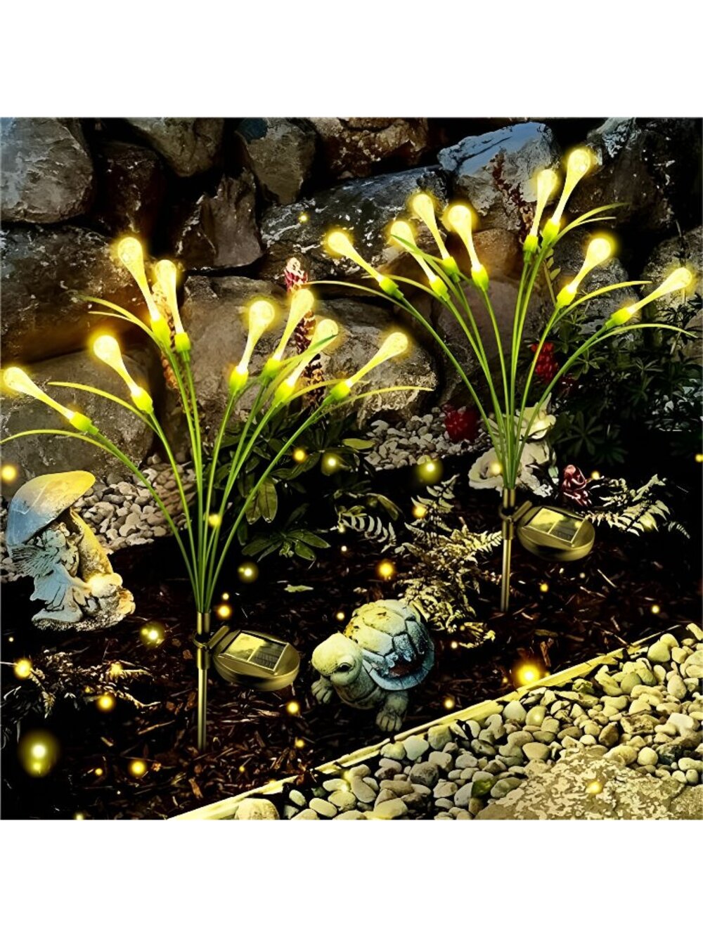 Solar Garden Lights Outdoor: 8 Removable PVC Water Drop Light Head 2 Pack